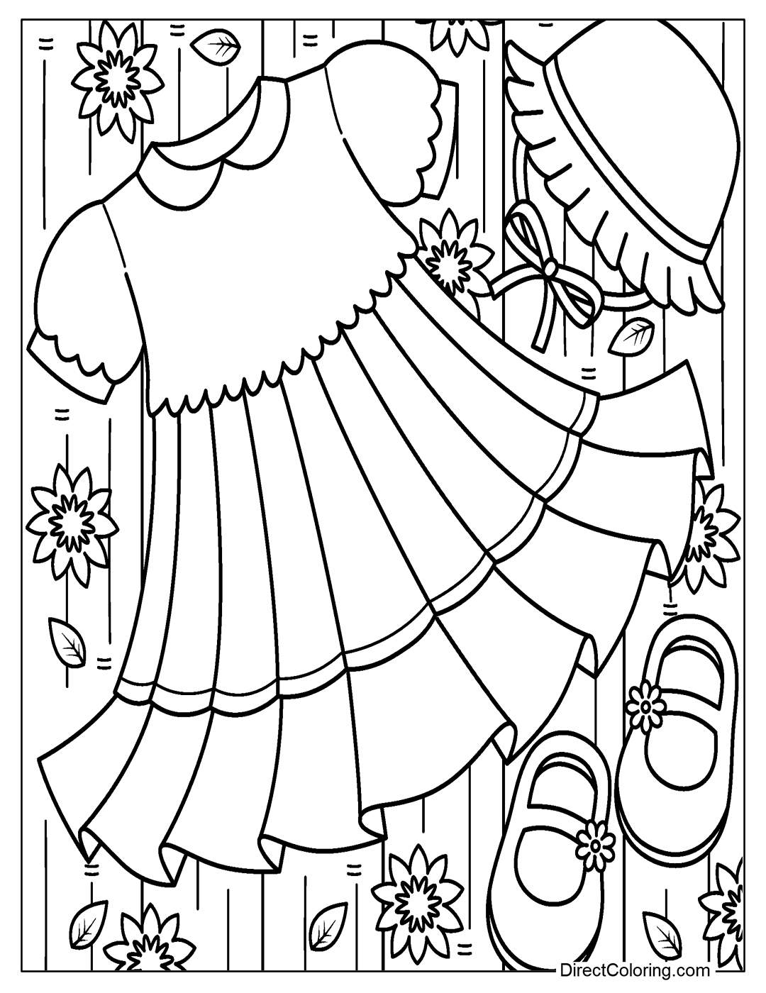 Baby Dress with Hat and Shoes Coloring
