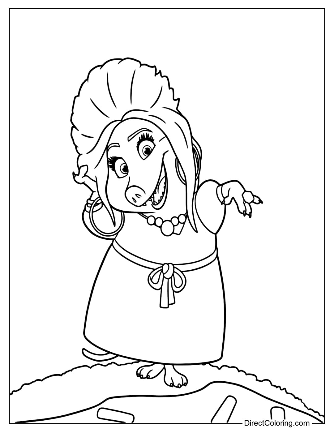 Frubelina Fru Fru coloring page with playful expressions, radiant smiles, funny poses, and a cute style.