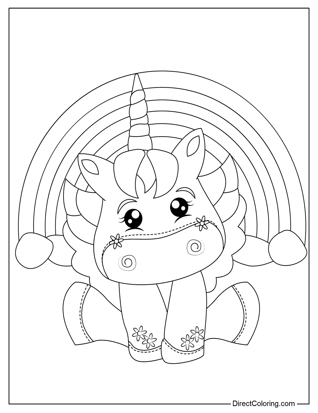 Adorable Unicorn Coloring Page