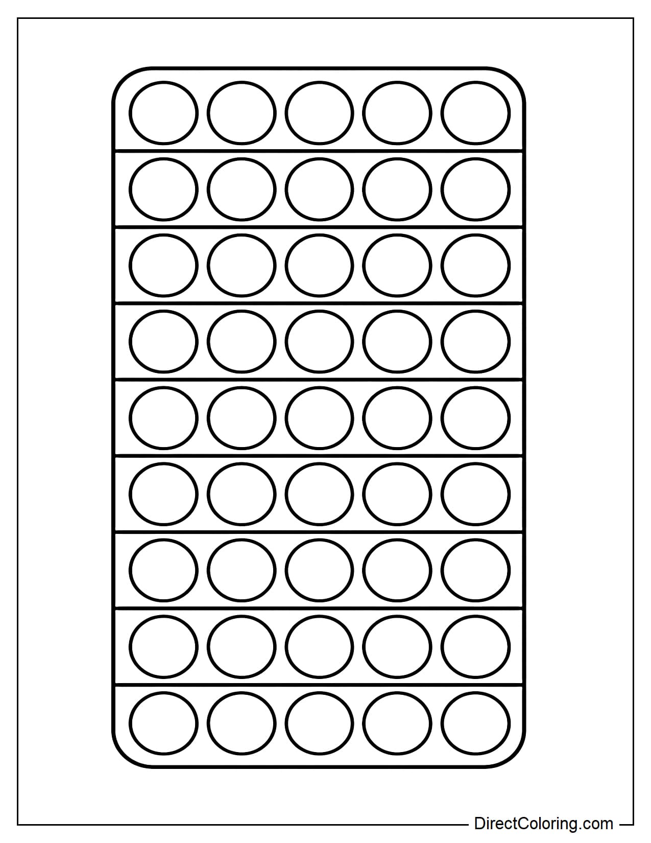A long rectangular pop it with bubbles arranged in even horizontal rows.