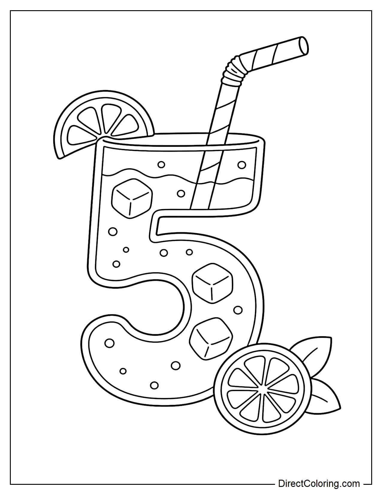 Number 5 is designed like a glass of refreshing lemonade with a straw and a simple lemon slice on the side.