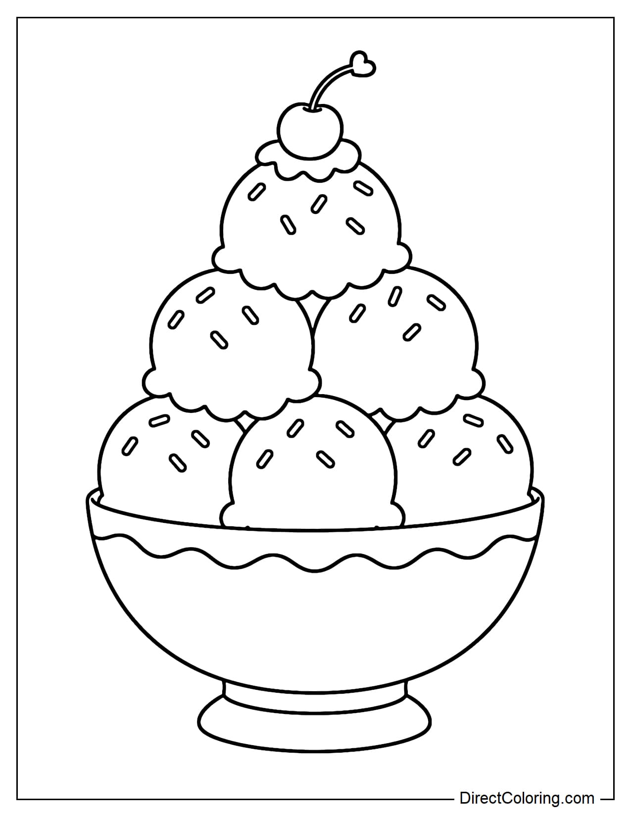 A simple bowl of ice cream with many round ice cream scoops stacked on top of each other.