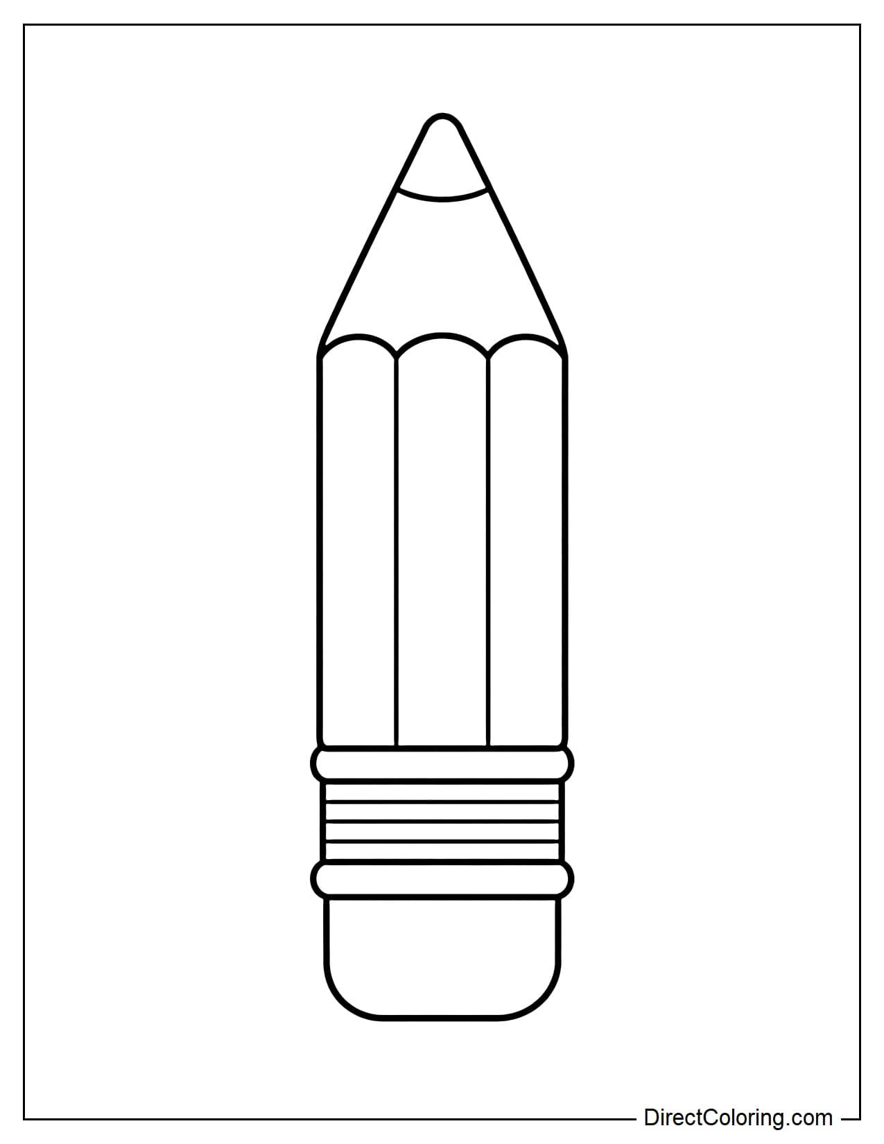 A simple, thick pencil standing upright in the middle of the page.
