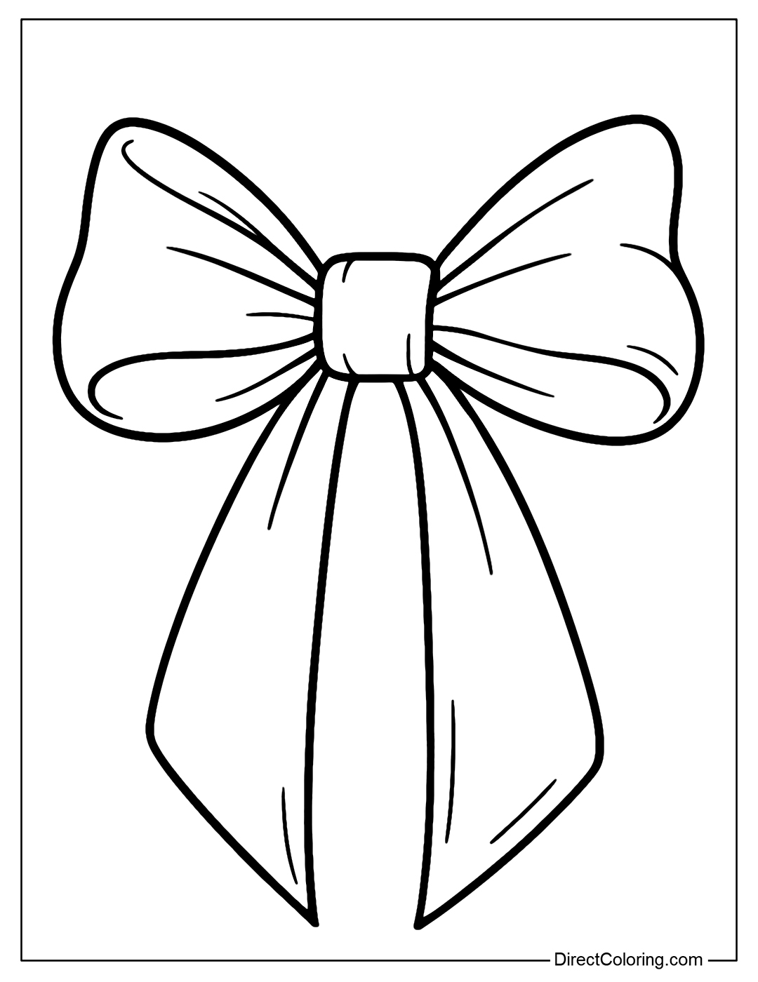 A classic, soft, puffy Christmas velvet bow coloring page with a large fabric button in the center.