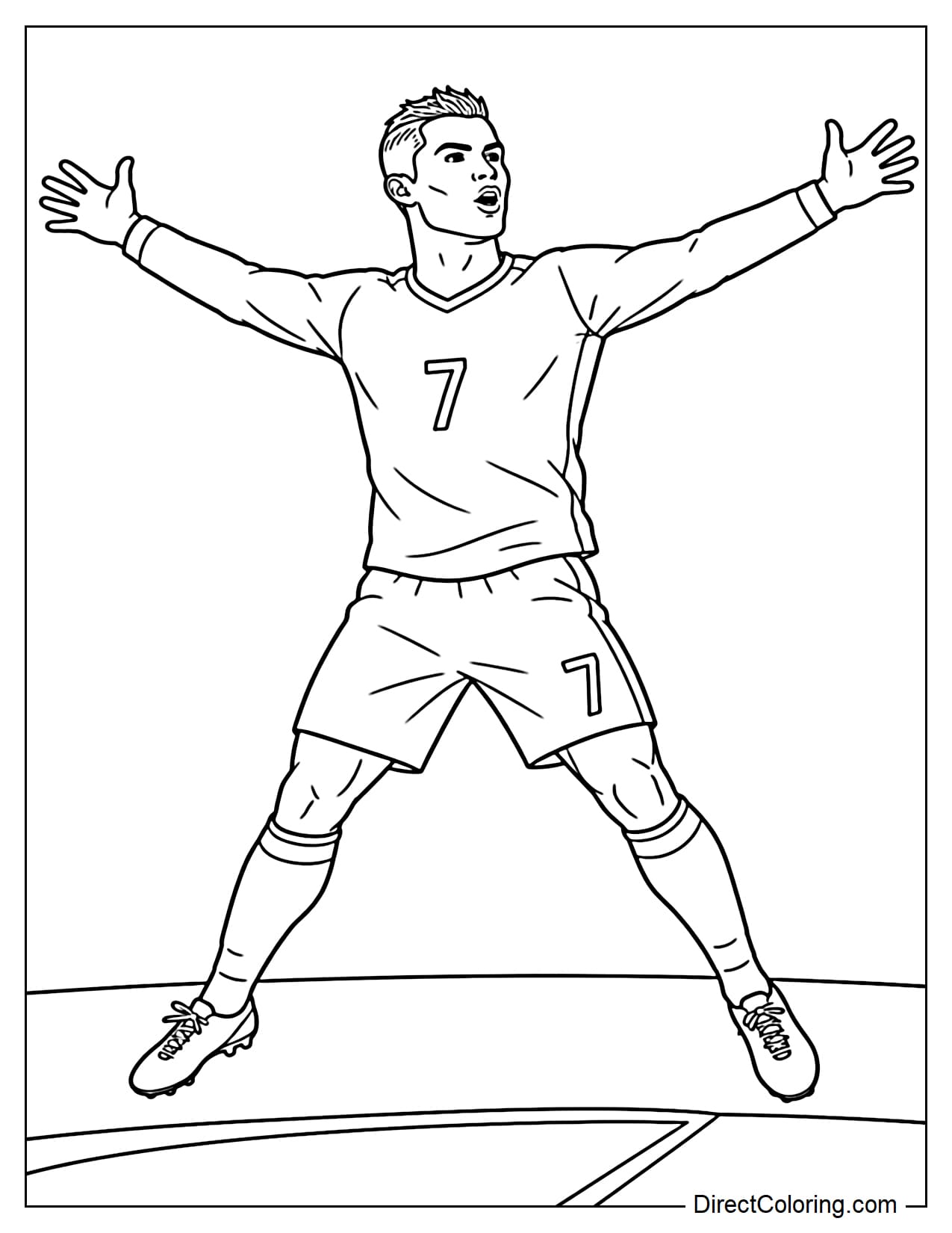 Cristiano Ronaldo is jumping in a 