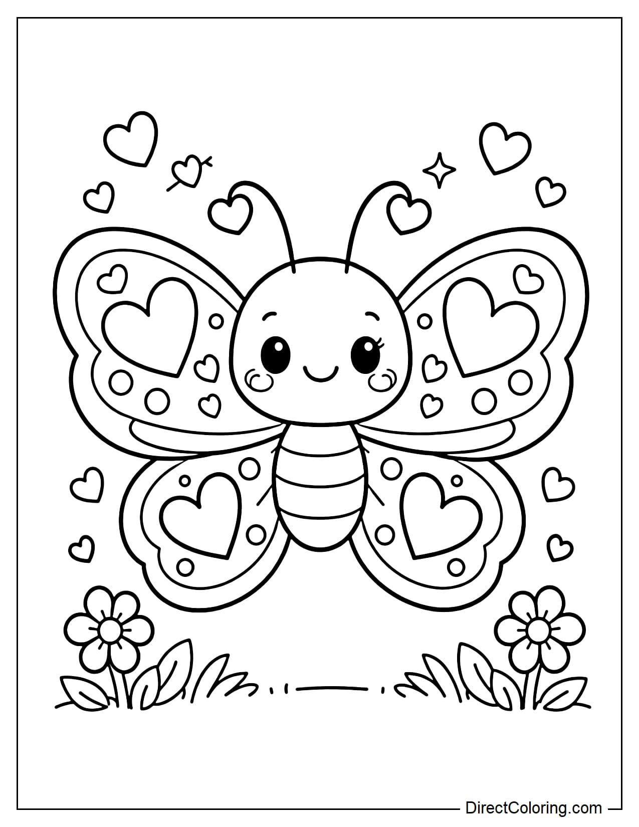 A butterfly with heart patterns on its wings.