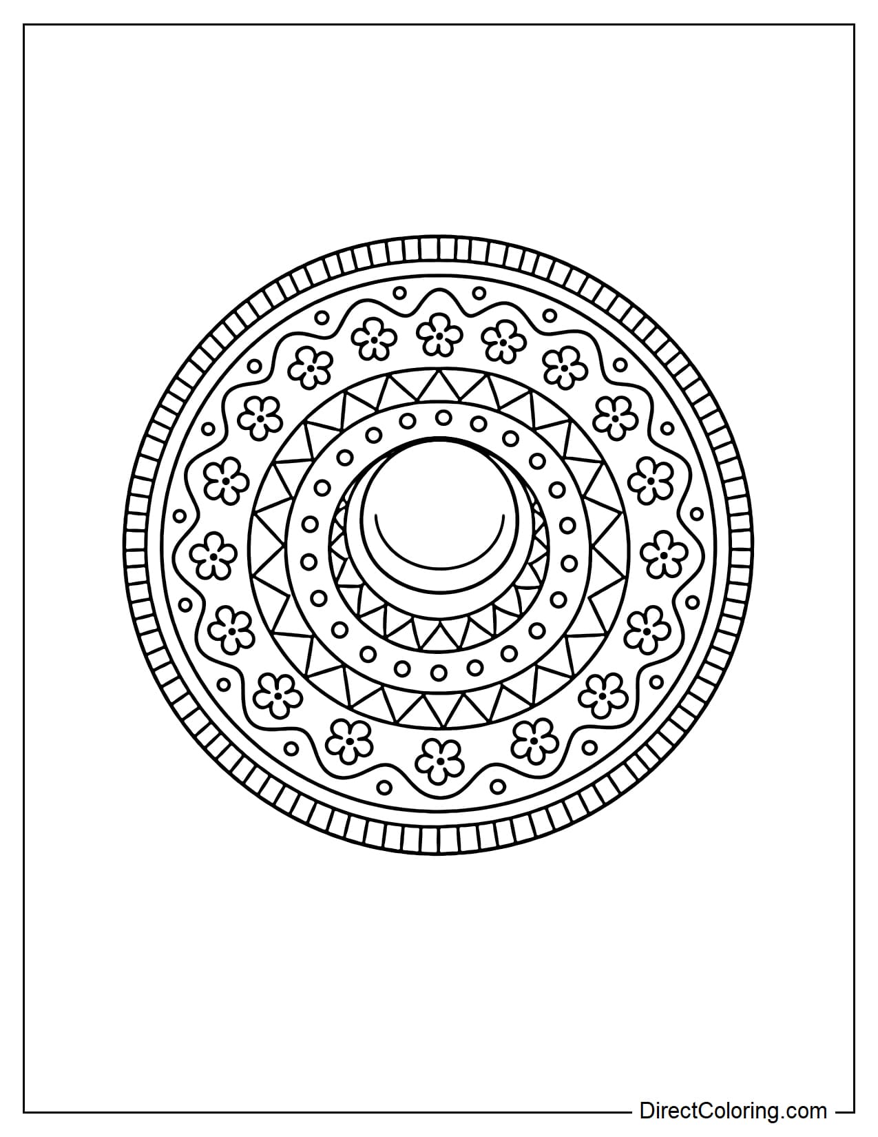 A sombrero hat viewed from above, the decorative patterns include small flowers, wavy lines, and symmetrical serrated shapes.