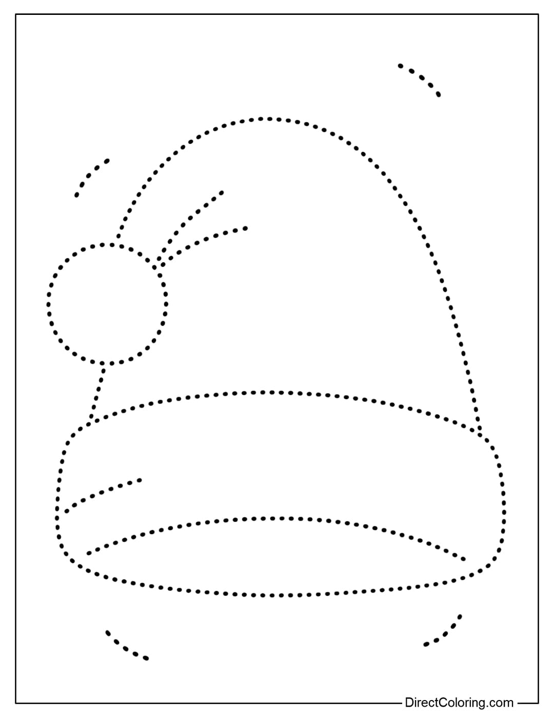 Christmas Tracing Coloring Page Santa's Big Hat.