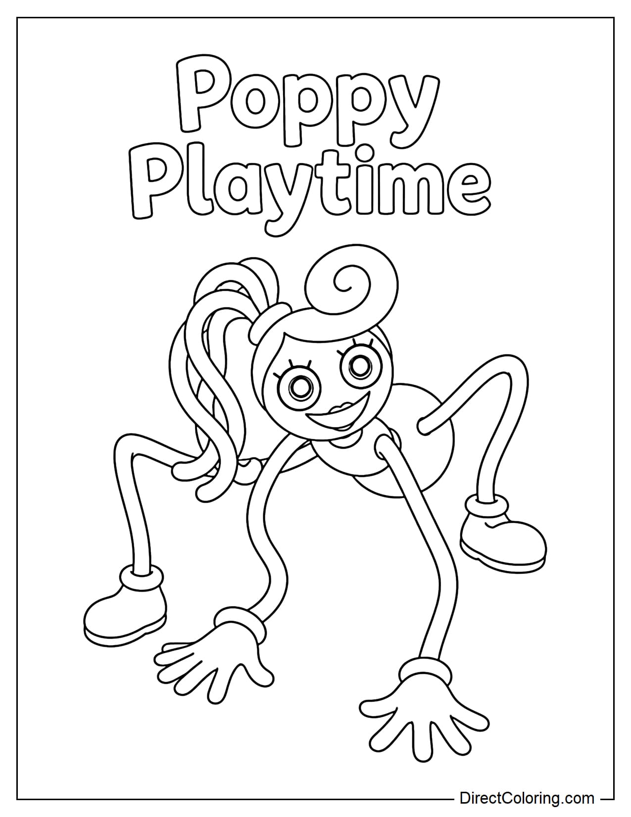 Mommy Long Legs from Poppy Playtime crawls low in a playful pose, with the words 