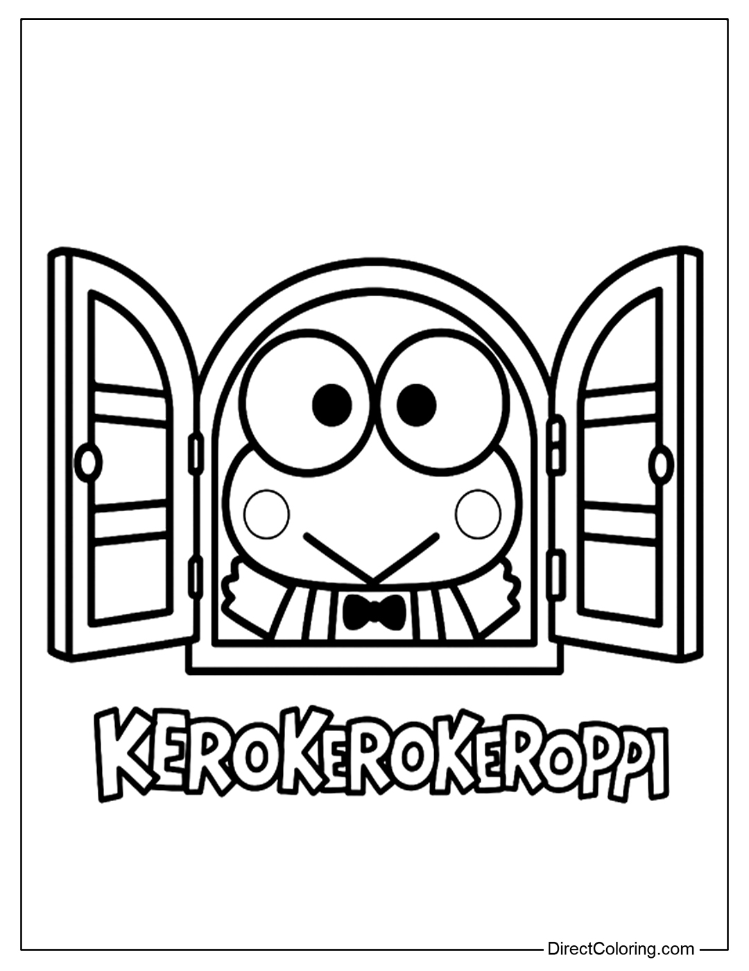 Keroppi Looking Out the Window Coloring Page Free