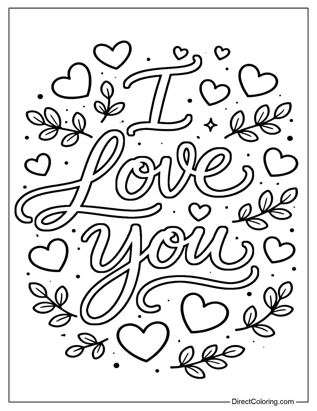 A coloring page for the words 