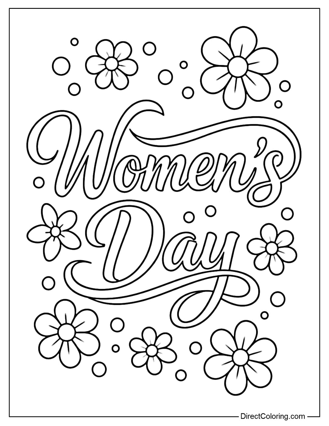 A coloring page with the words 