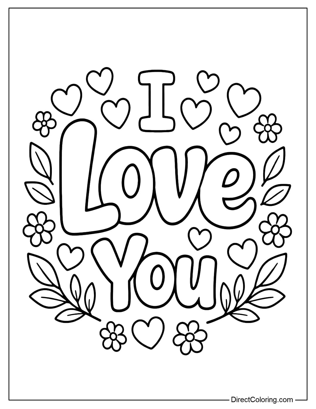 A coloring page for the words 