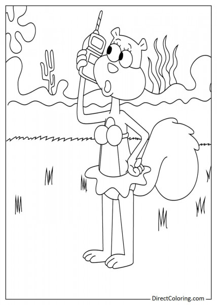 Sandy Cheeks in bikini coloring page