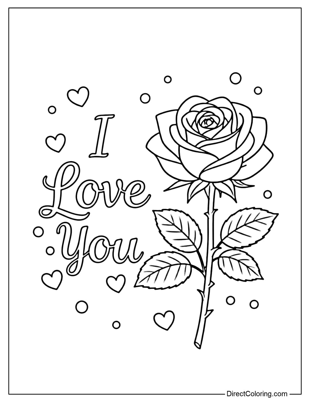 A coloring page with the words 