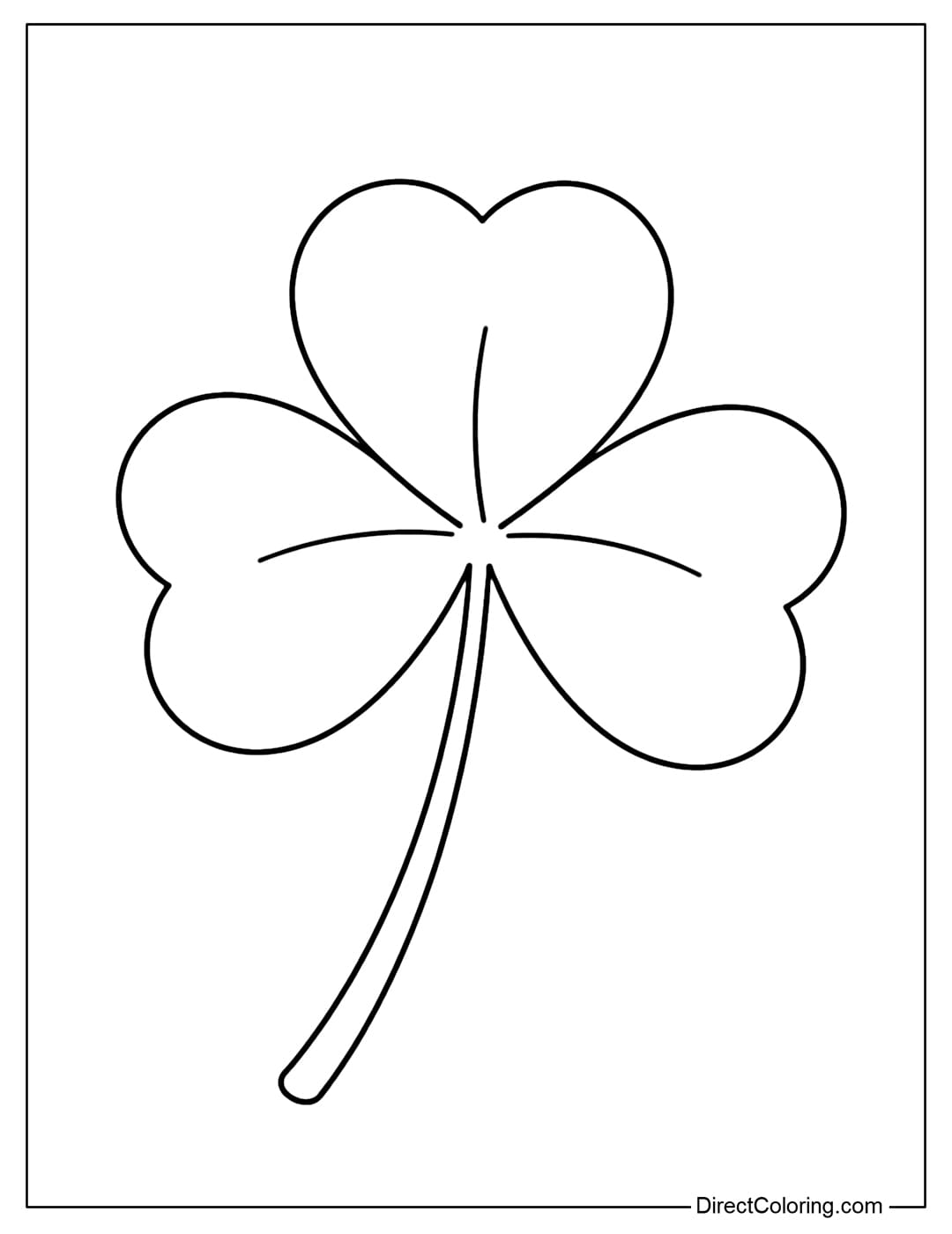 A simple shamrock coloring page for young children.
