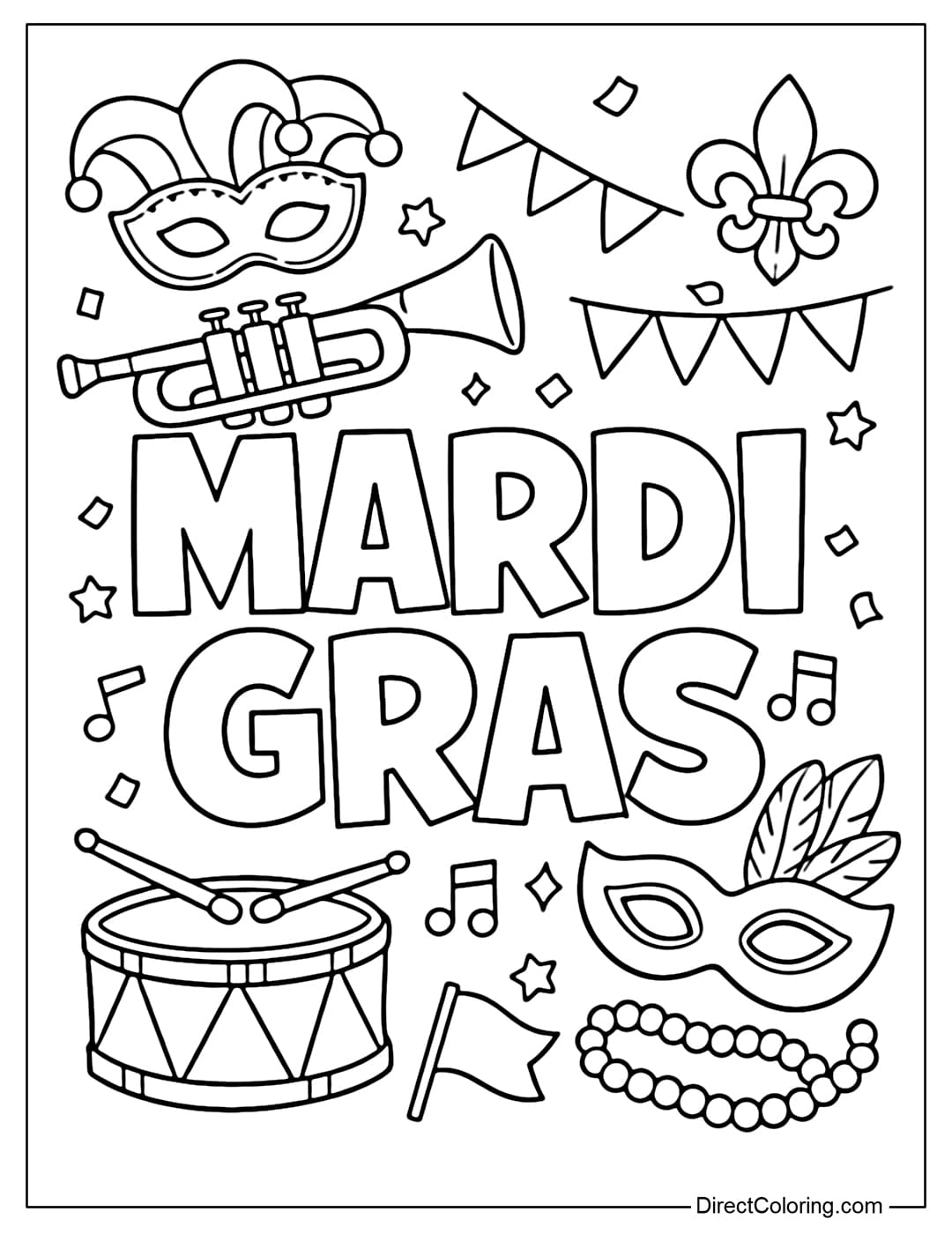 Coloring page with the words 