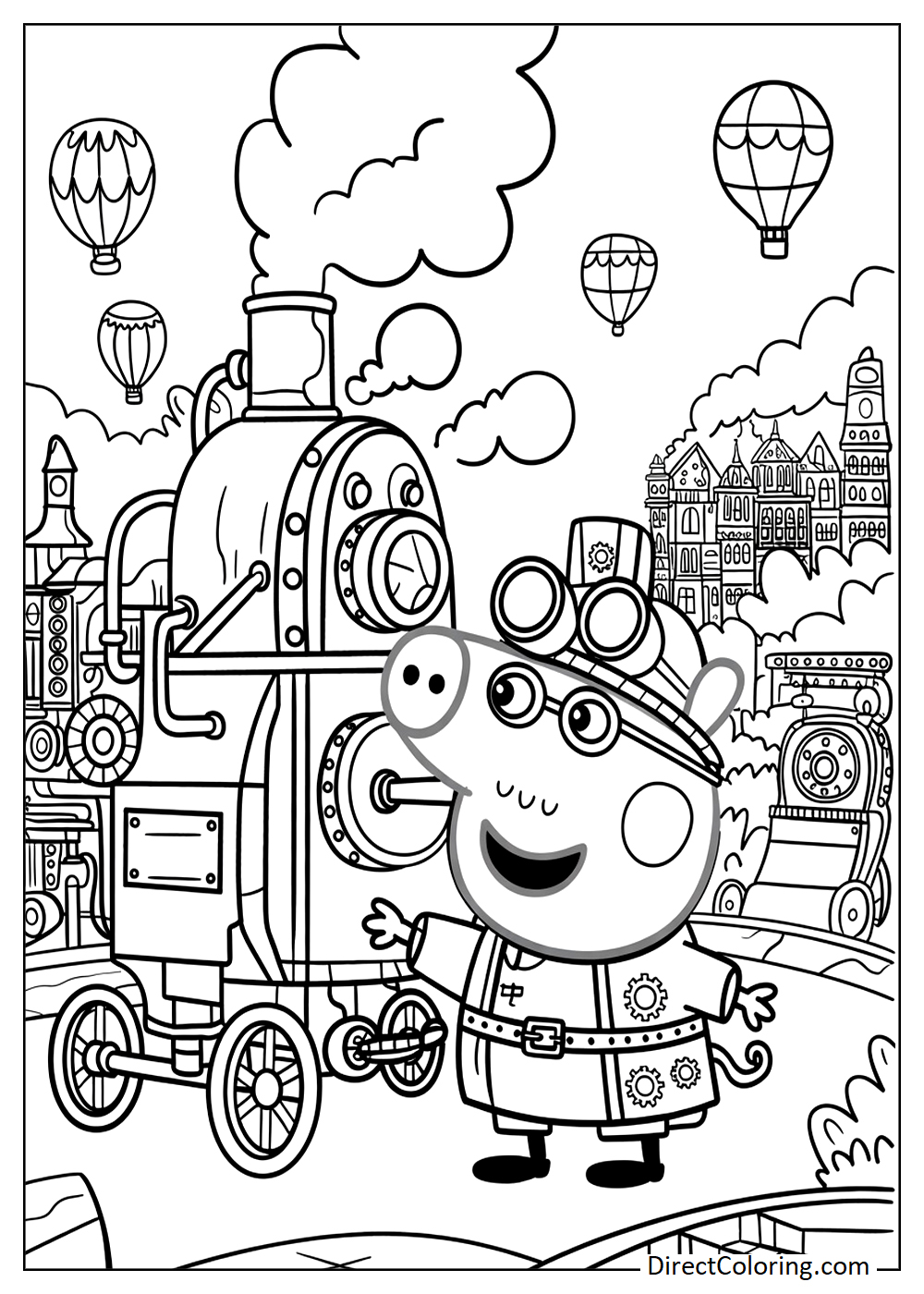 Peppa Pig in steampunk style coloring book