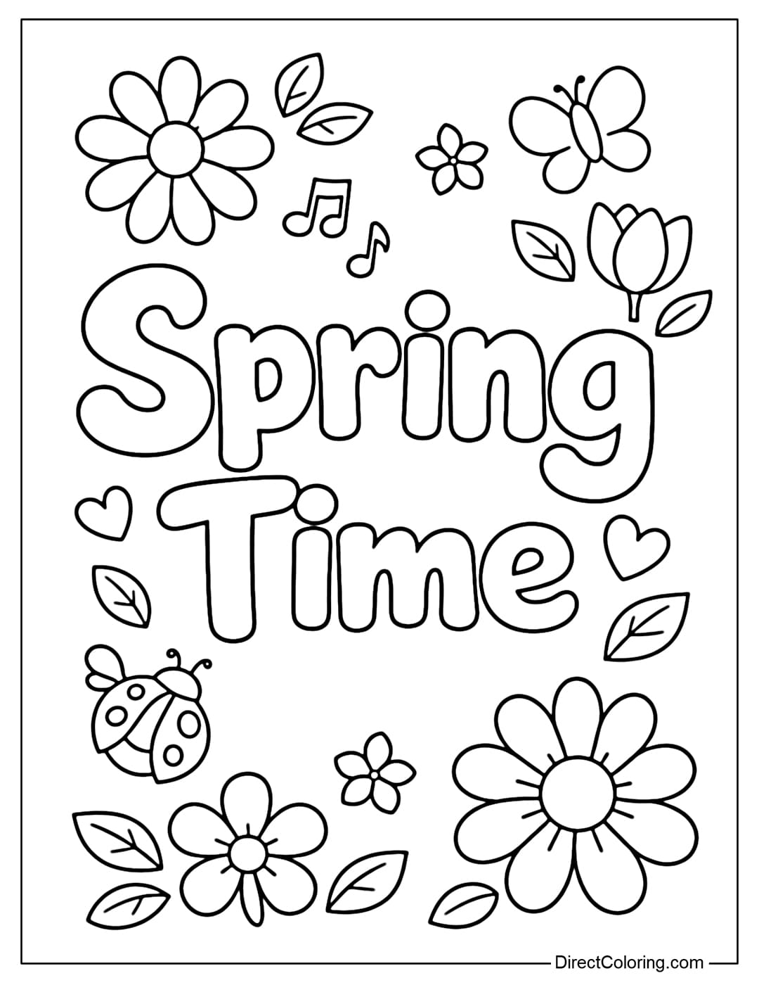 A coloring page for the words 