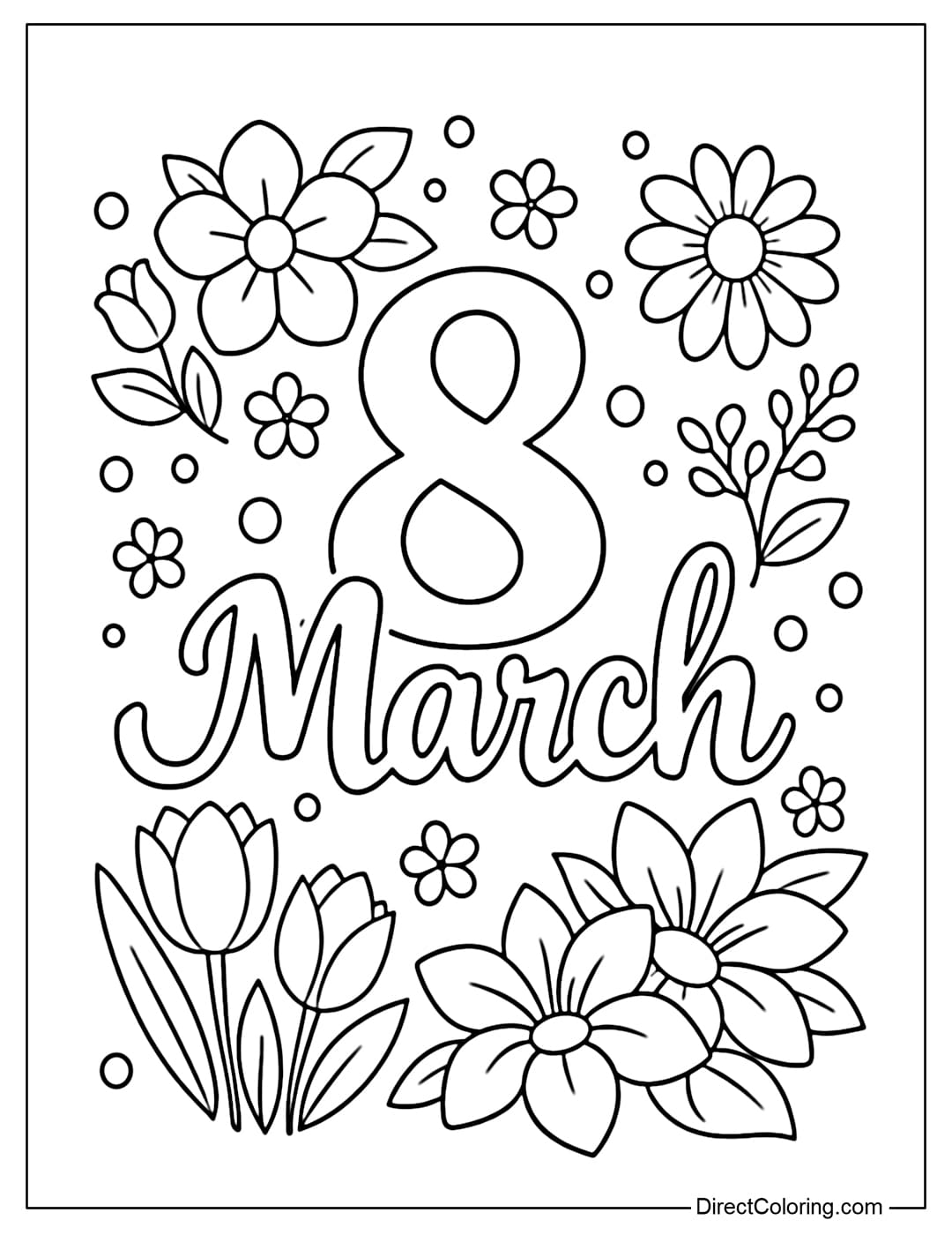 A coloring page with the words 