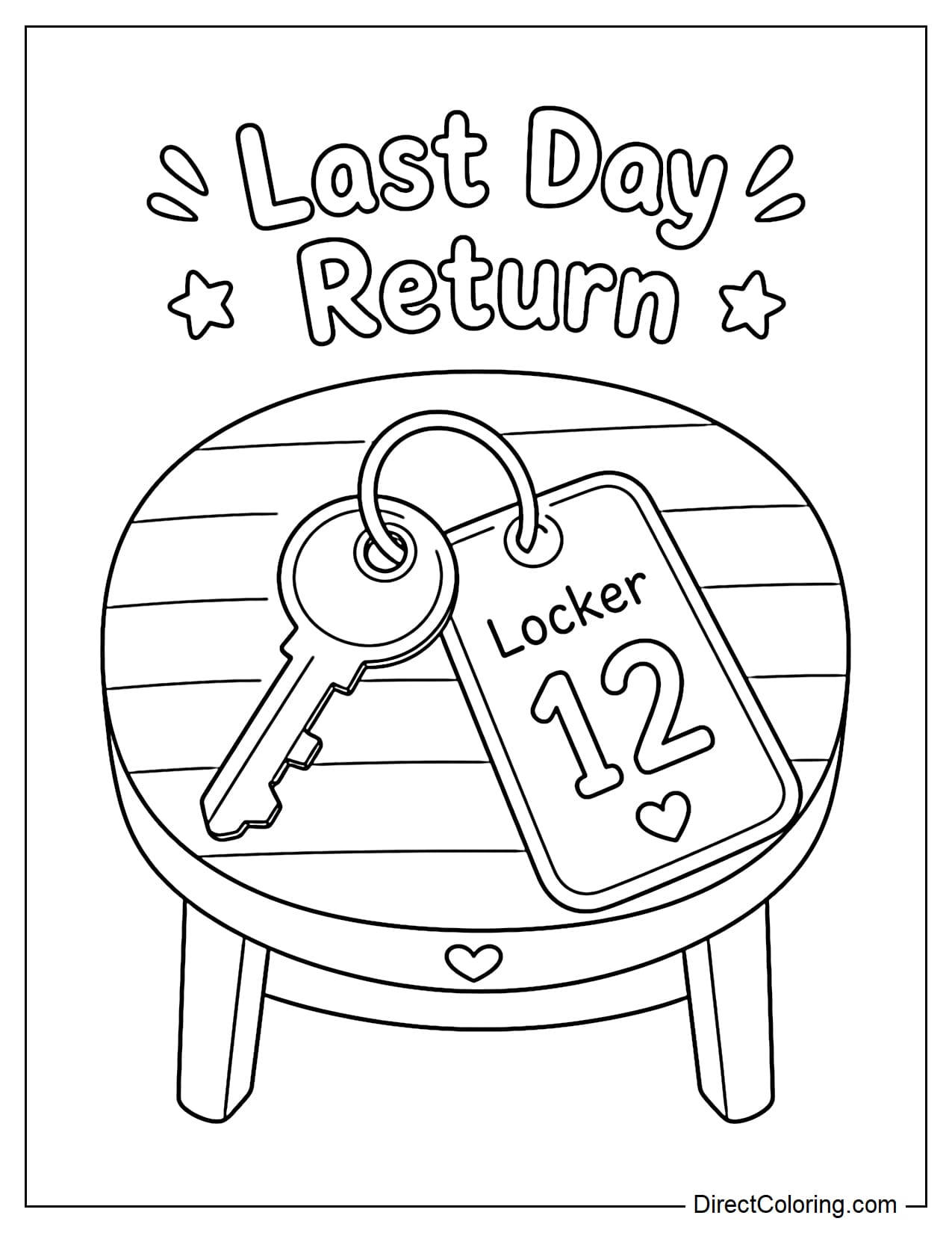 A locker key is placed on a desk with a numbered tag and the words 
