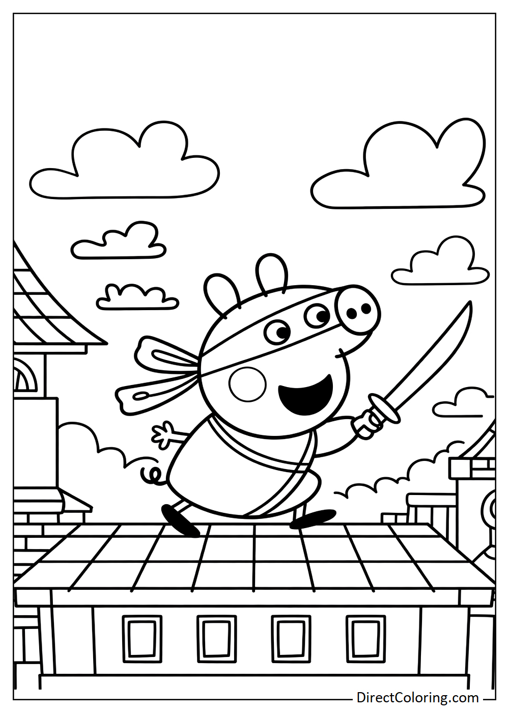 Peppa Pig as a ninja coloring for kids