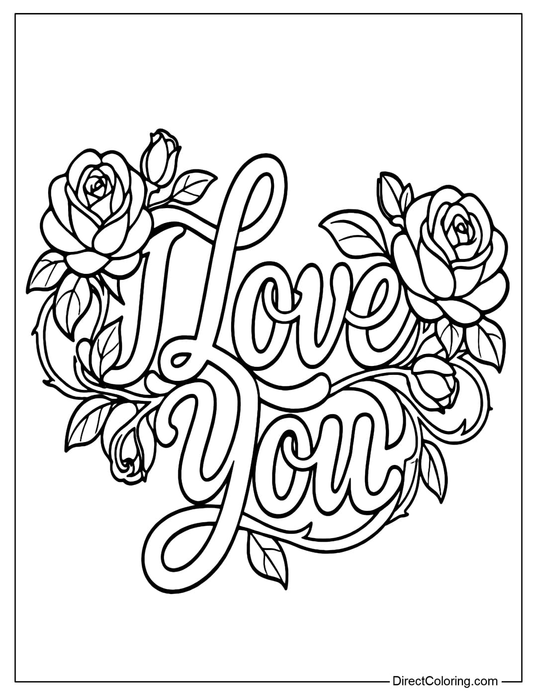 Coloring page for the words 