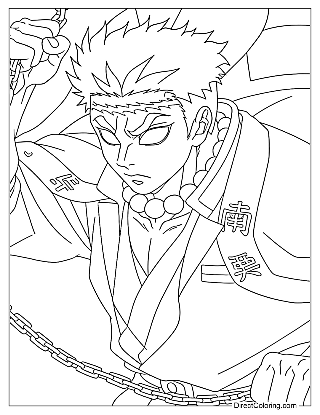 Gyomei Infinity Castle Coloring Page Demon Slayer