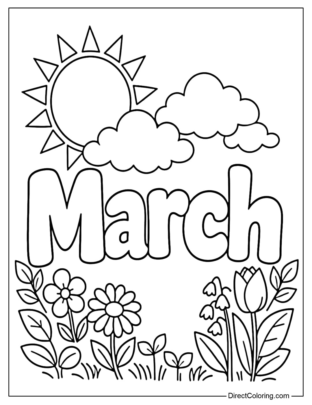 A coloring page of the word 