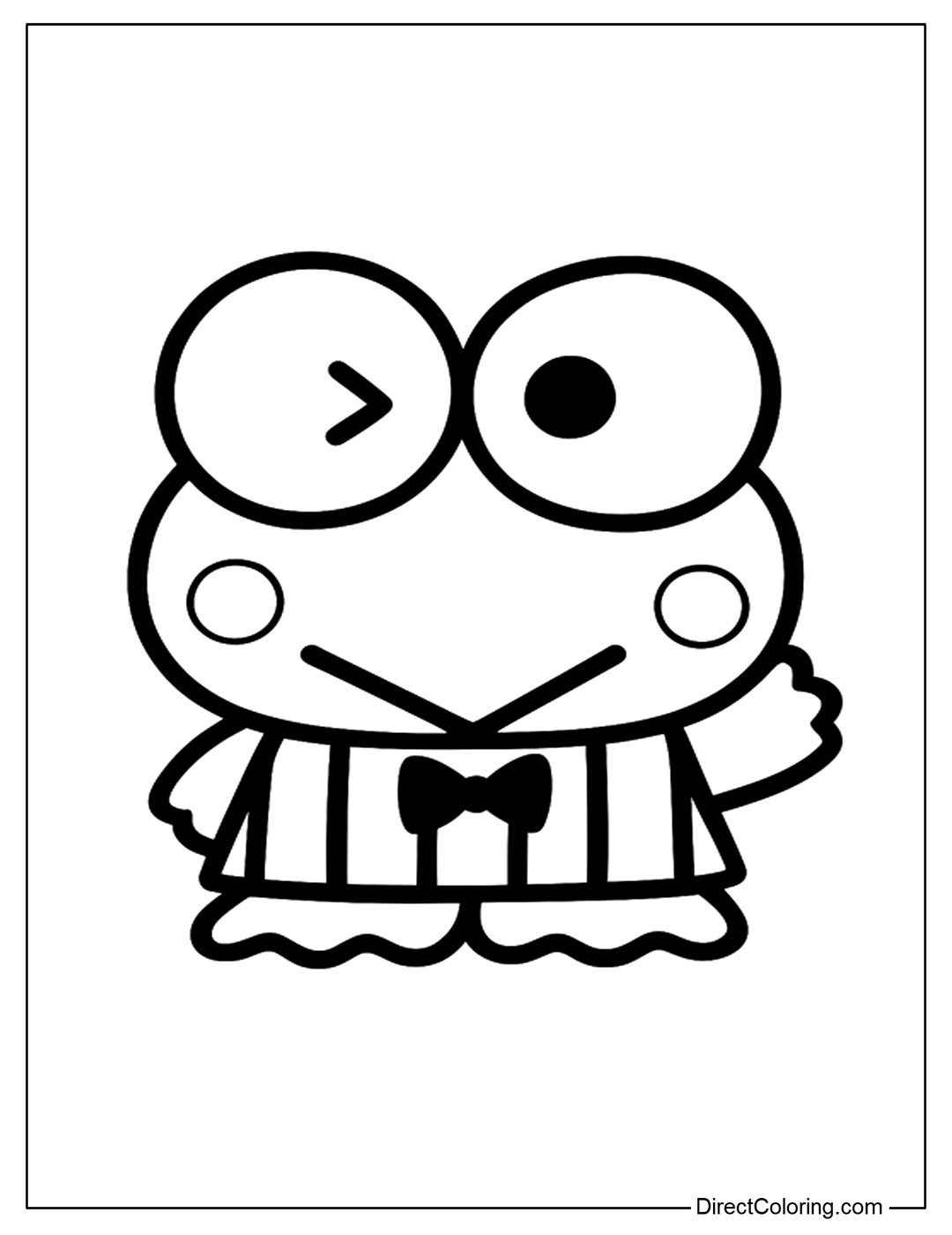 Keroppi Waving Hello Coloring Page