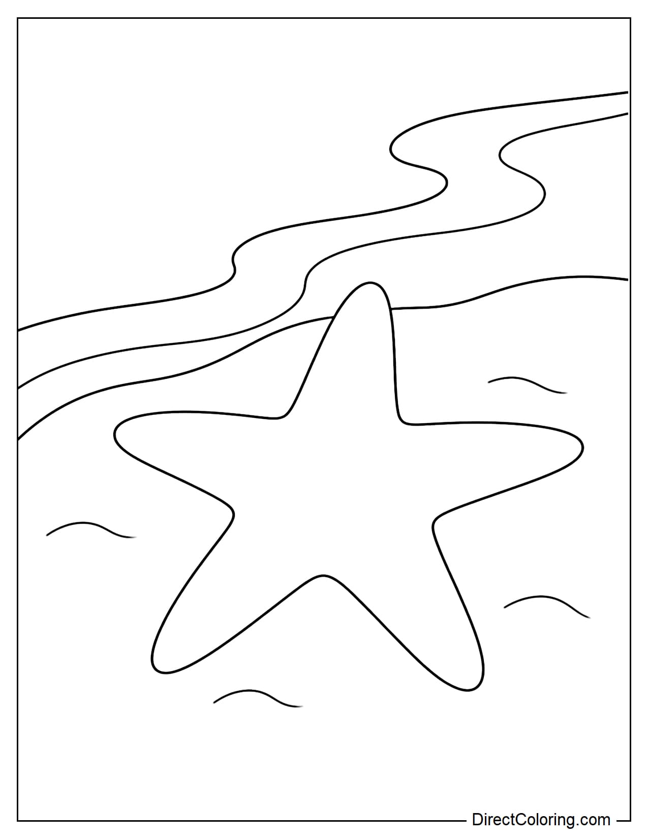 A large starfish is lying on the sand on the beach.