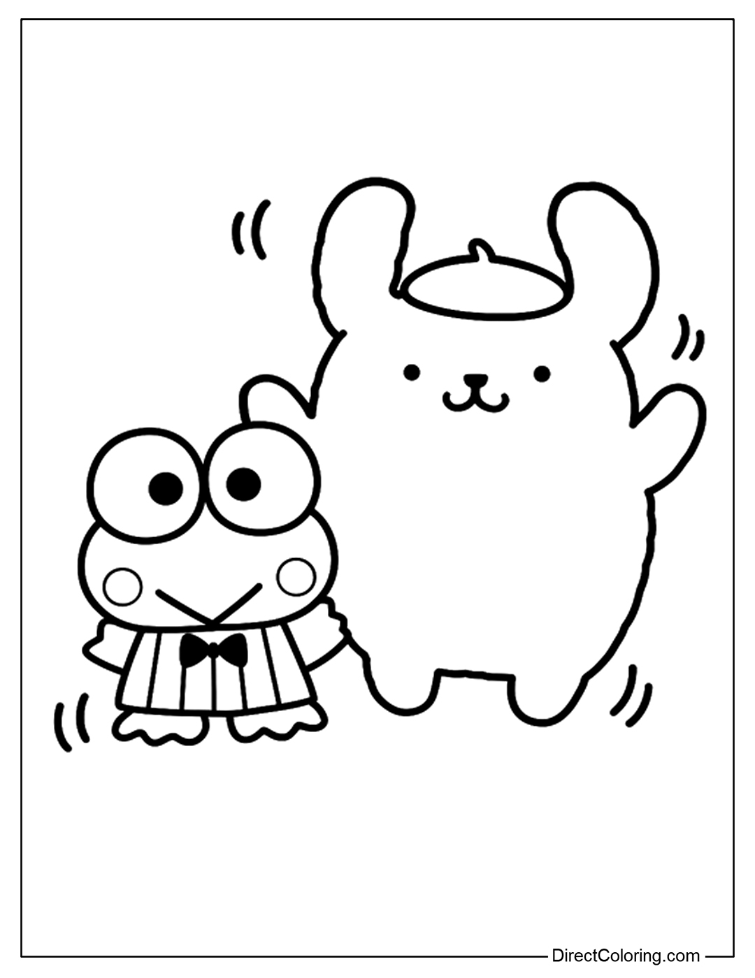 Keroppi and Pompompurin Coloring Page