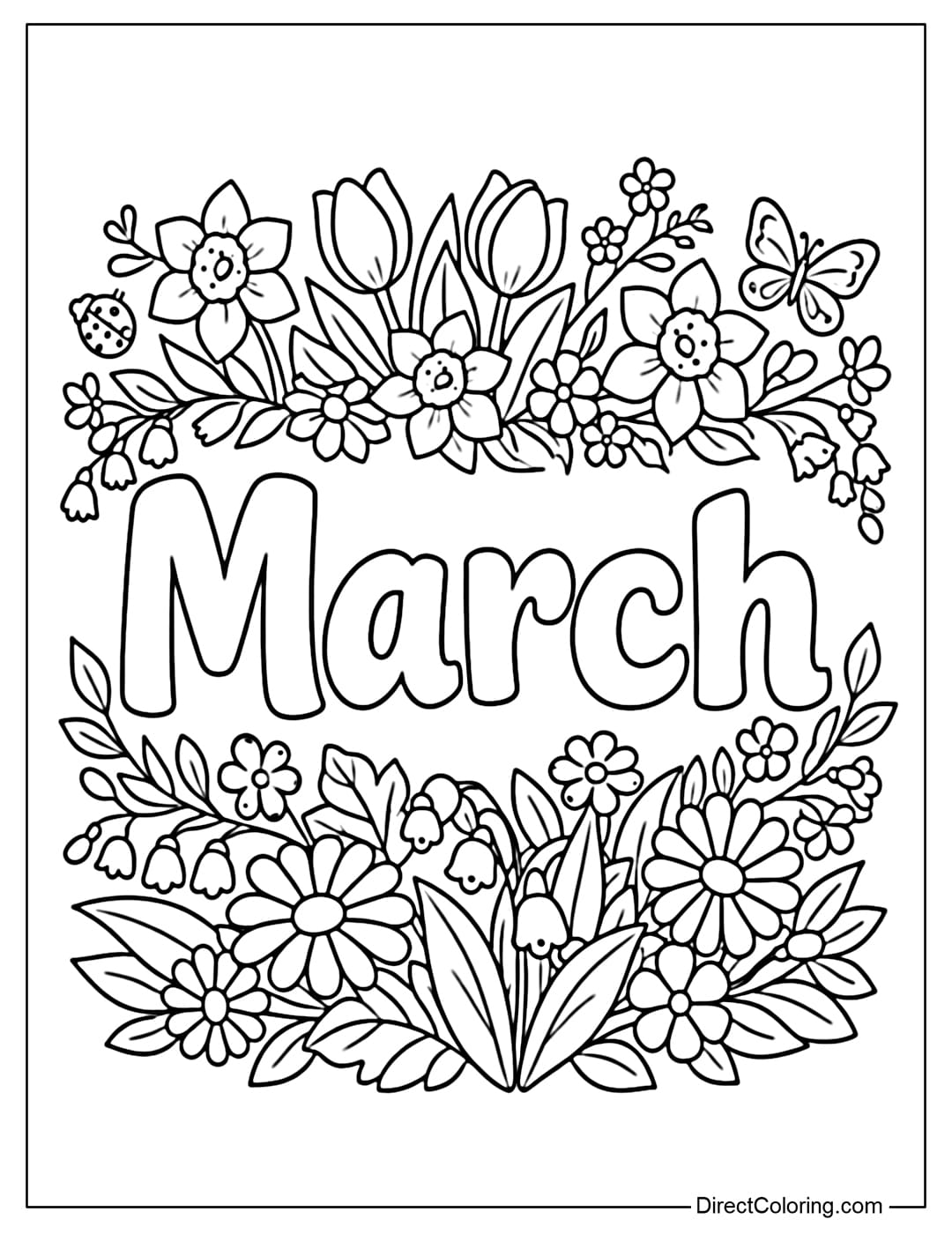 This coloring page features a large 