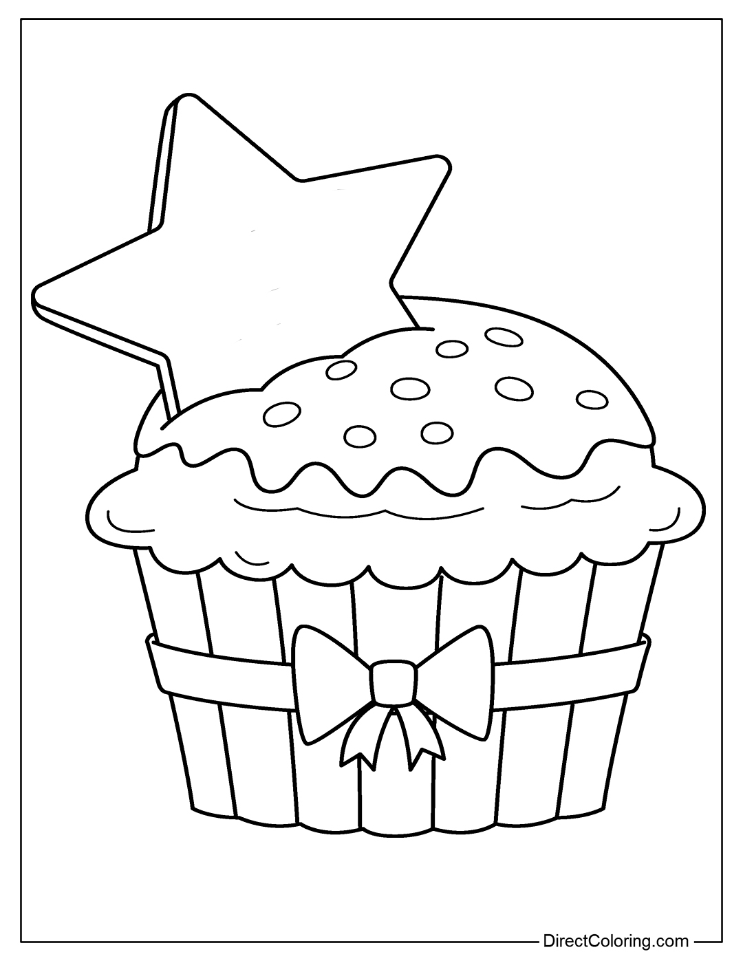 Cupcake with Star Coloring Page