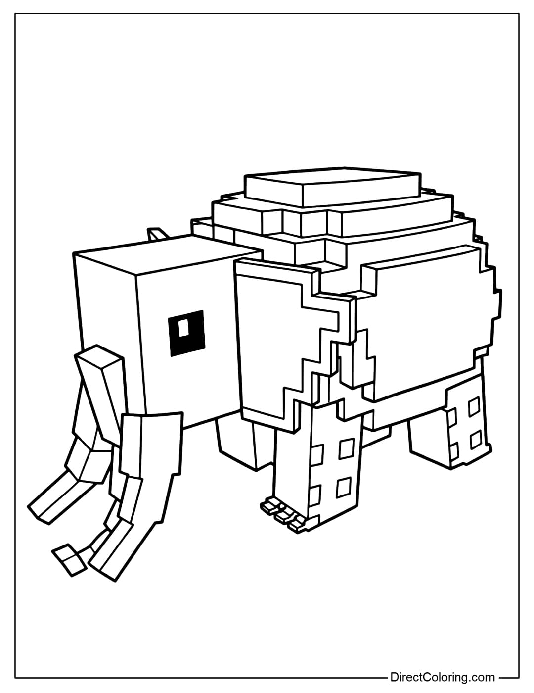 Coloring page for Elefanto Cocofanto in the game Plants vs Brainrots Roblox.
