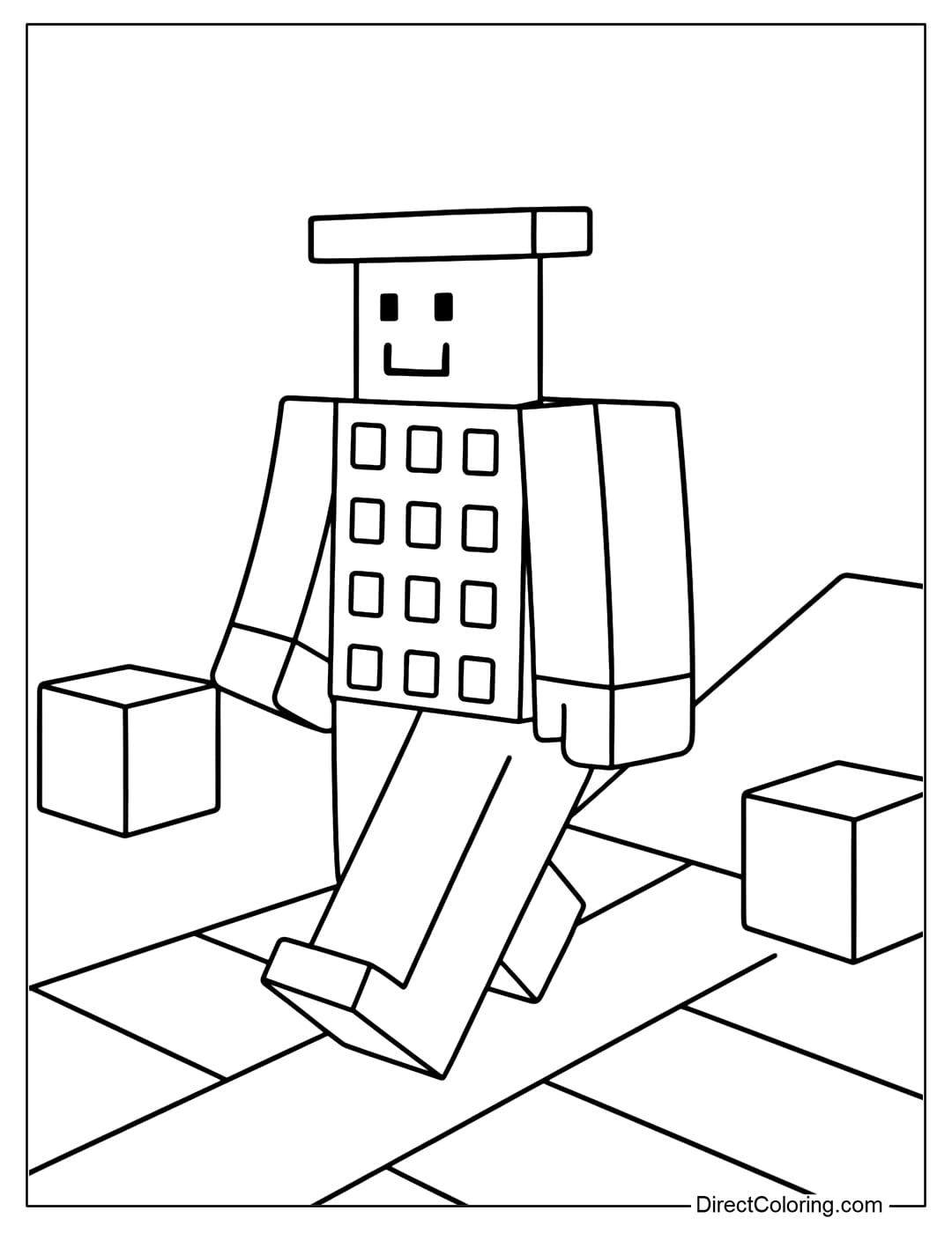 Noobini Pizzanini Coloring Page walking on lego adventure road.