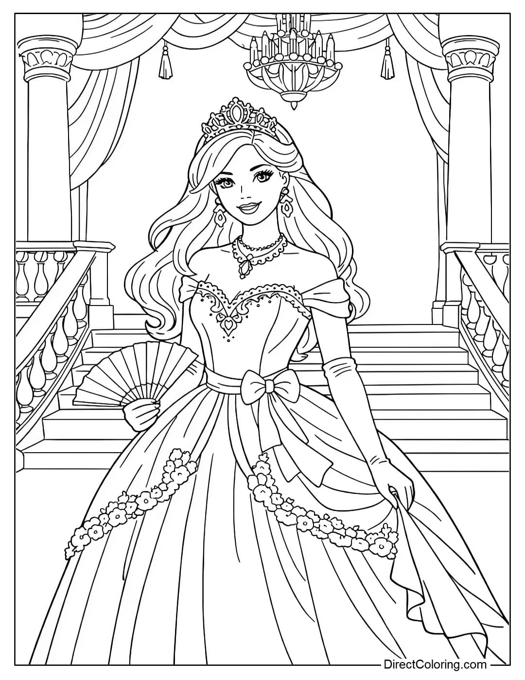 Barbie elegantly attending a royal ball.