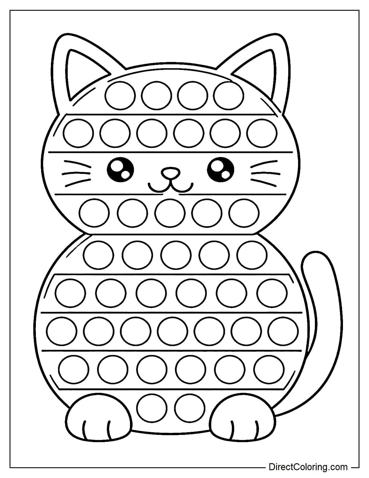 A sitting cat-shaped pop-up with a simple round body and triangular ears, with round bubbles evenly distributed throughout its body.