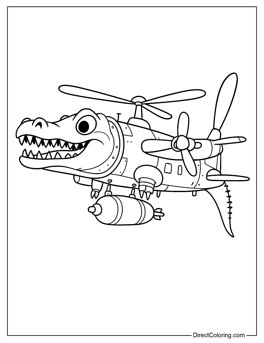 Italian Brainrot  Bombardiro Crocodilo Coloring Page Free