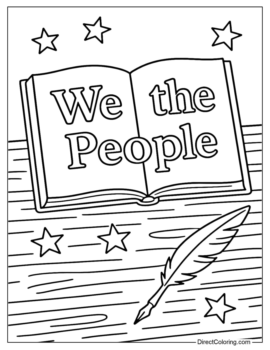 The coloring page opens with the words 