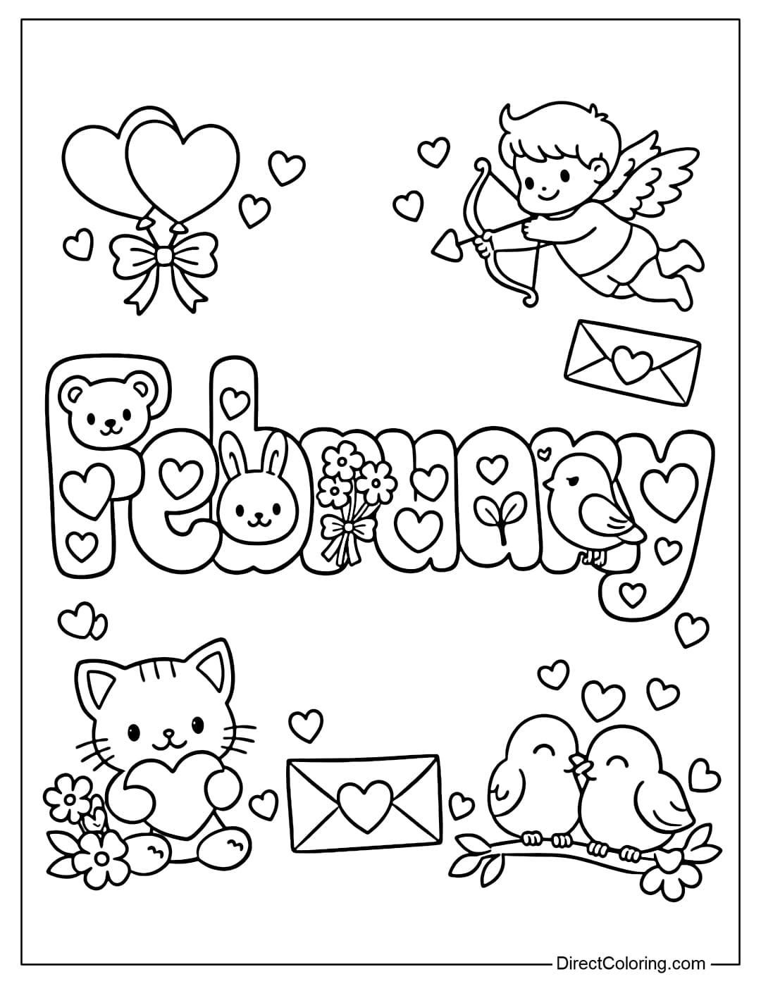 A coloring page with the word 