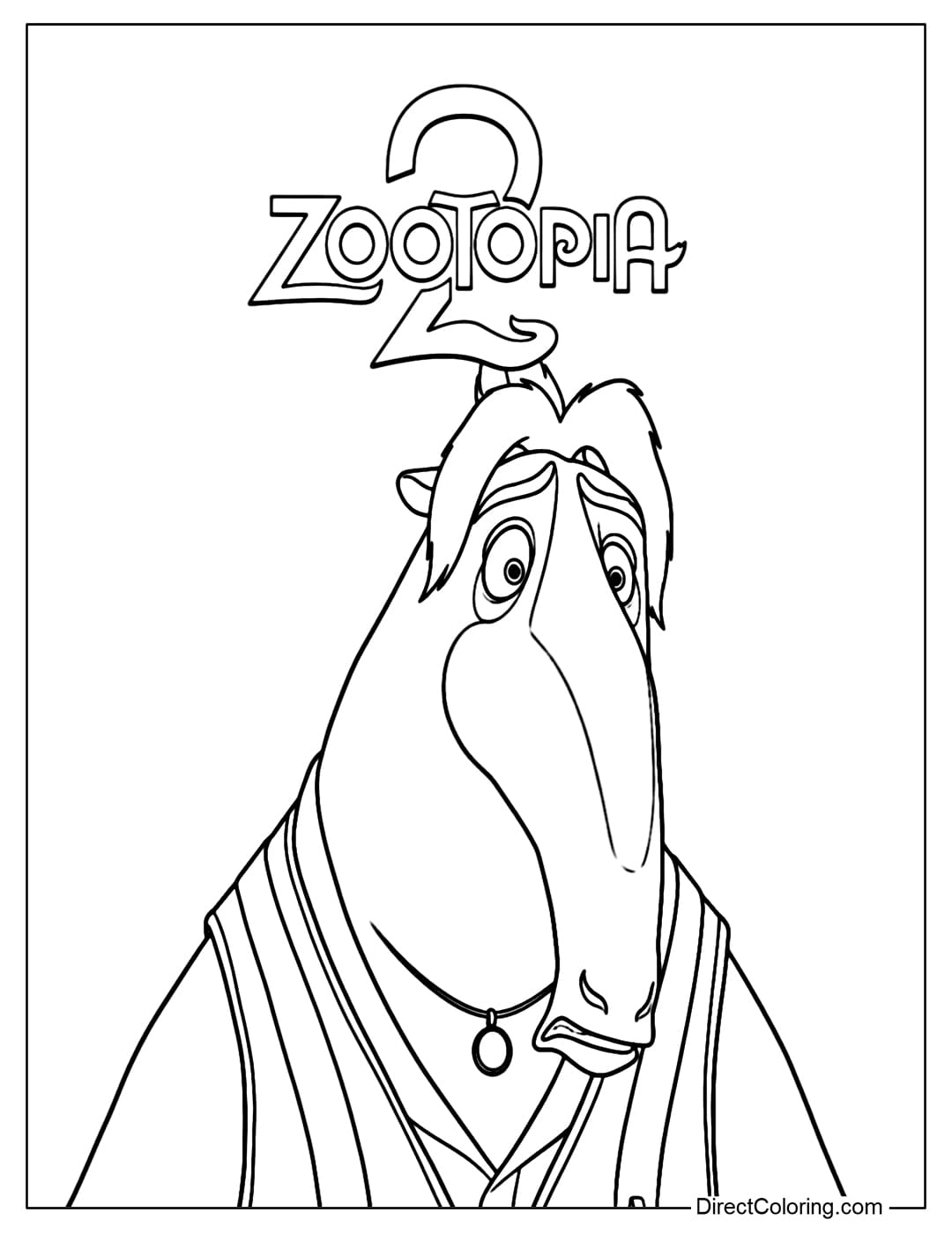 Antony Sootley coloring page with a worried face, shy eyes, and gentle demeanor.