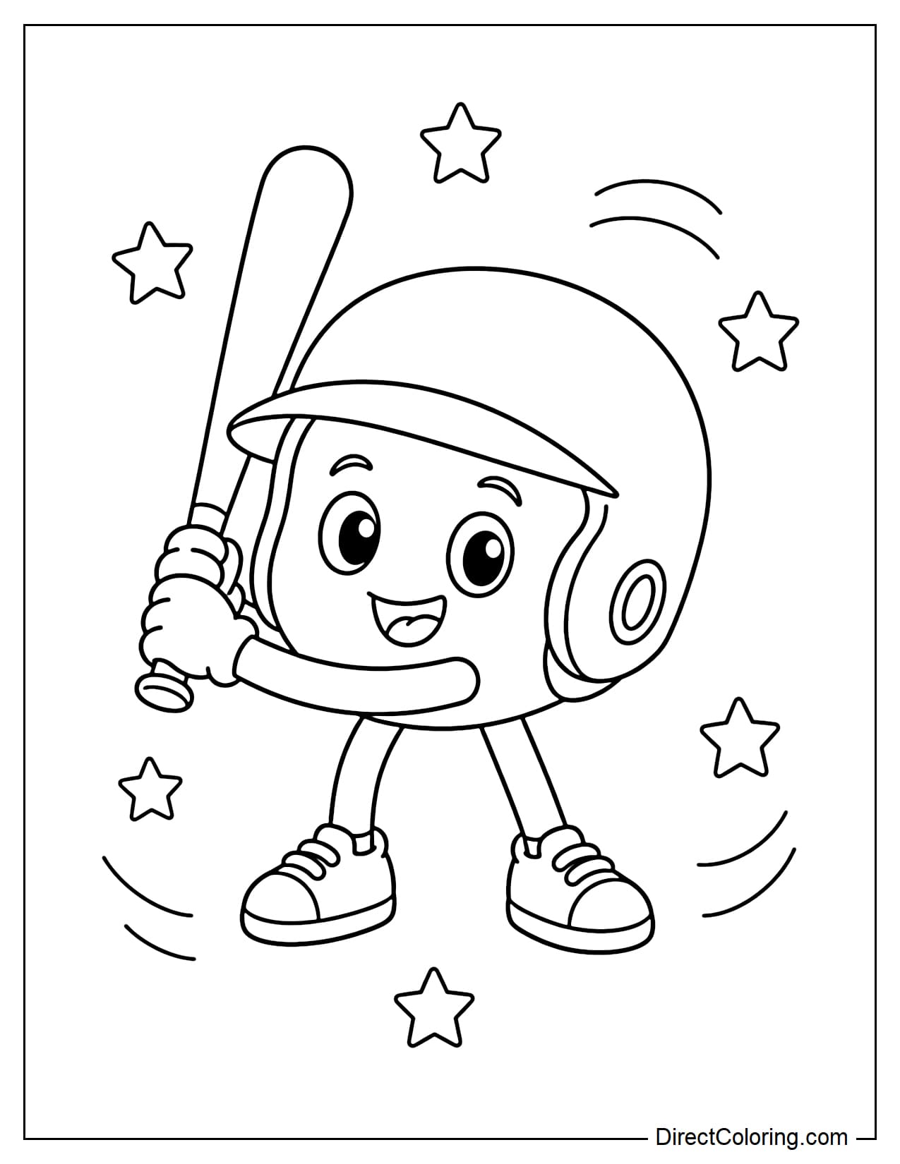 A lovely baseball helmet standing ready to play, surrounded by stars.
