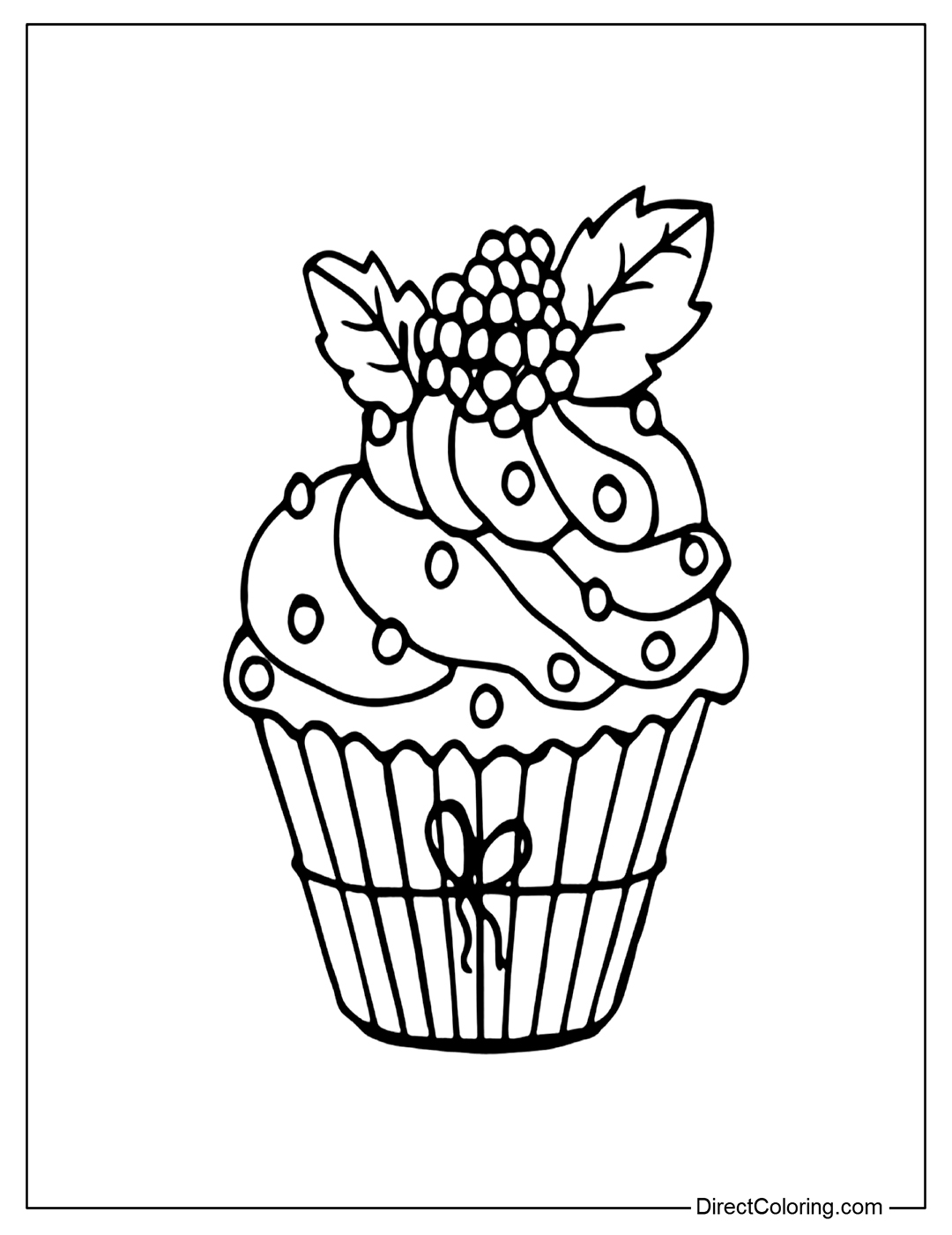 Cupcake with Berries to Color