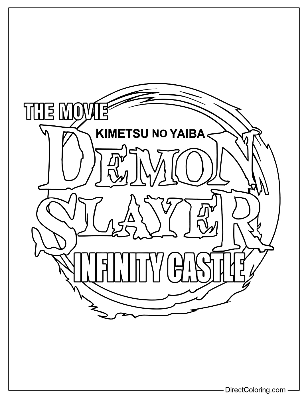 Logo Demon Slayer Infinity Castle Coloring Page