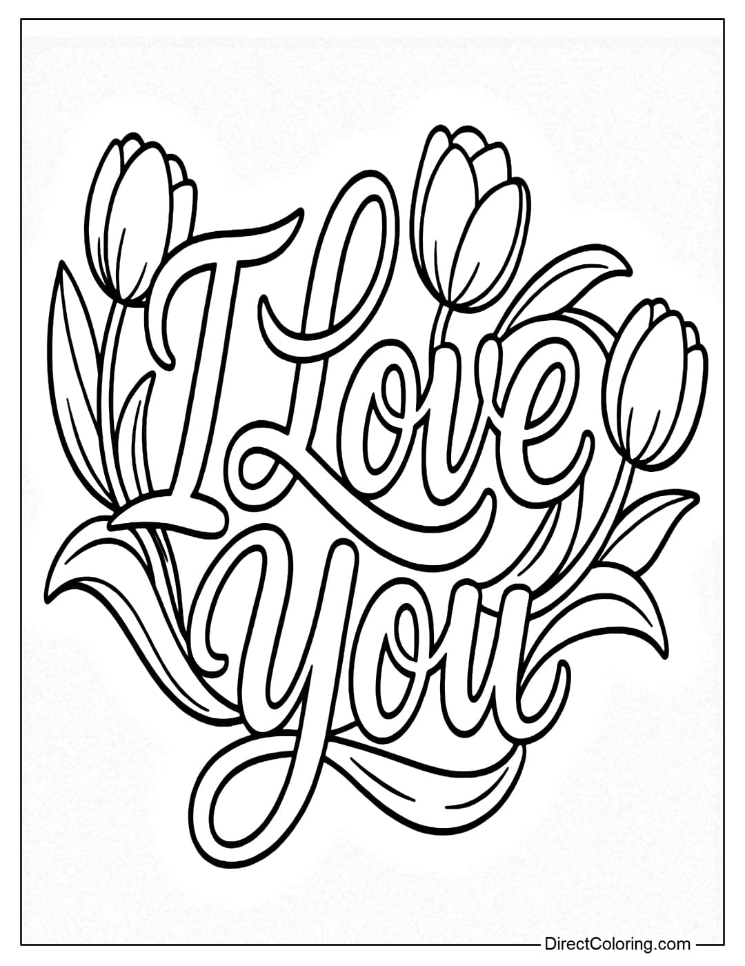 Coloring page for the words 