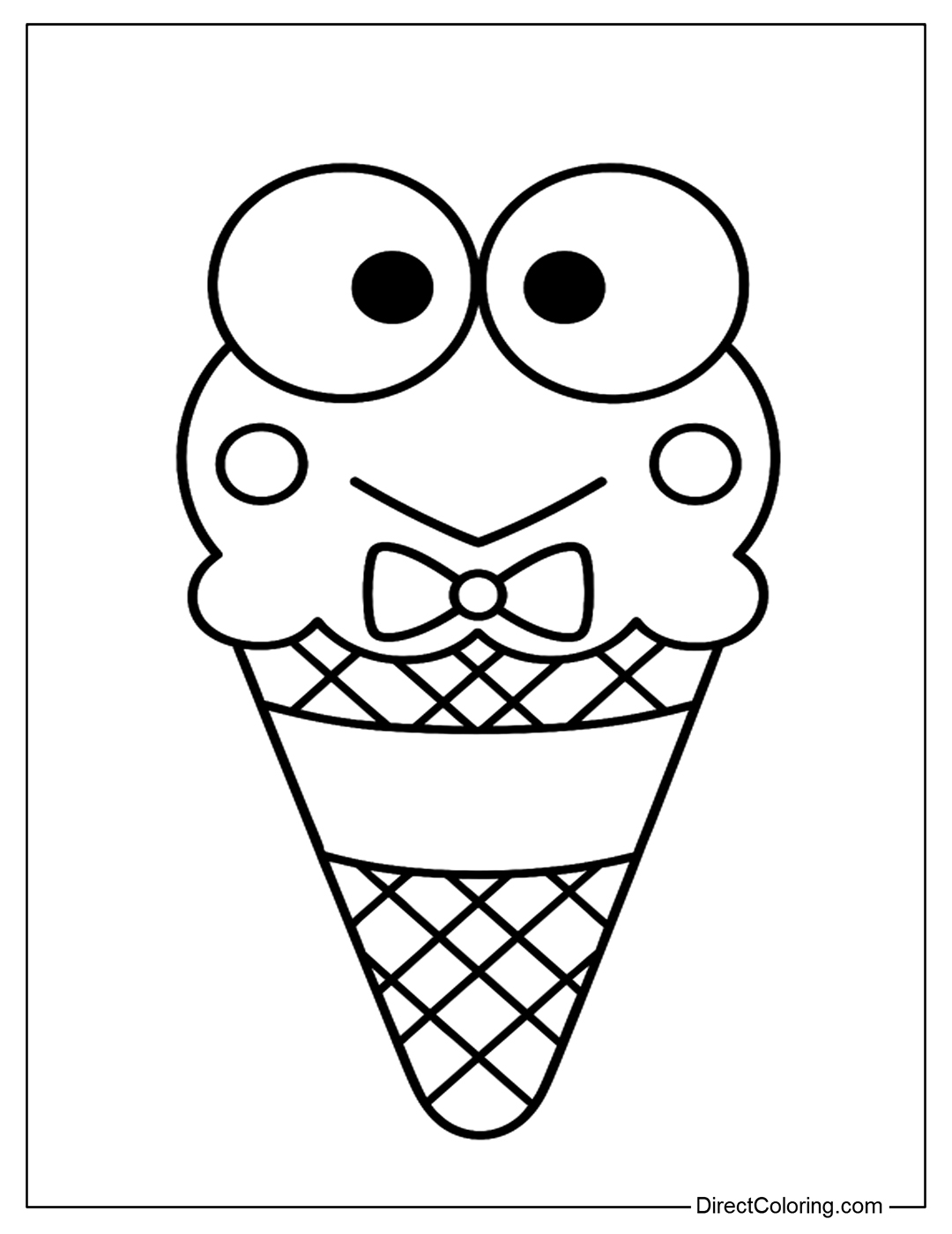 Keroppi Ice Cream Cone Coloring Page