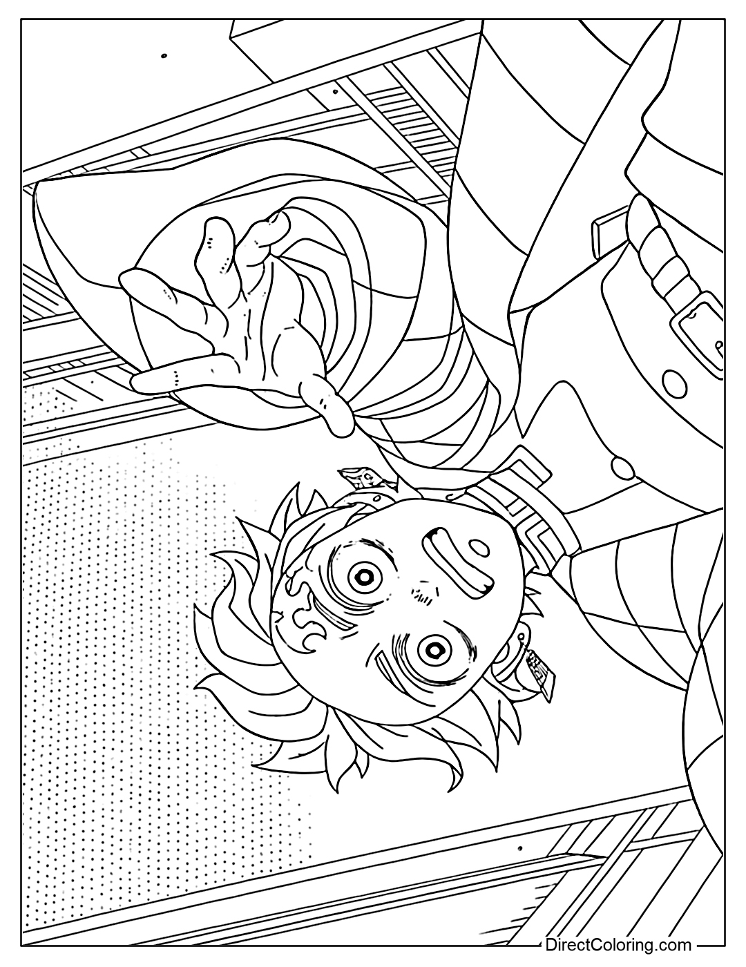 Demon Slayer Infinity Castle Coloring Page Tanjiro