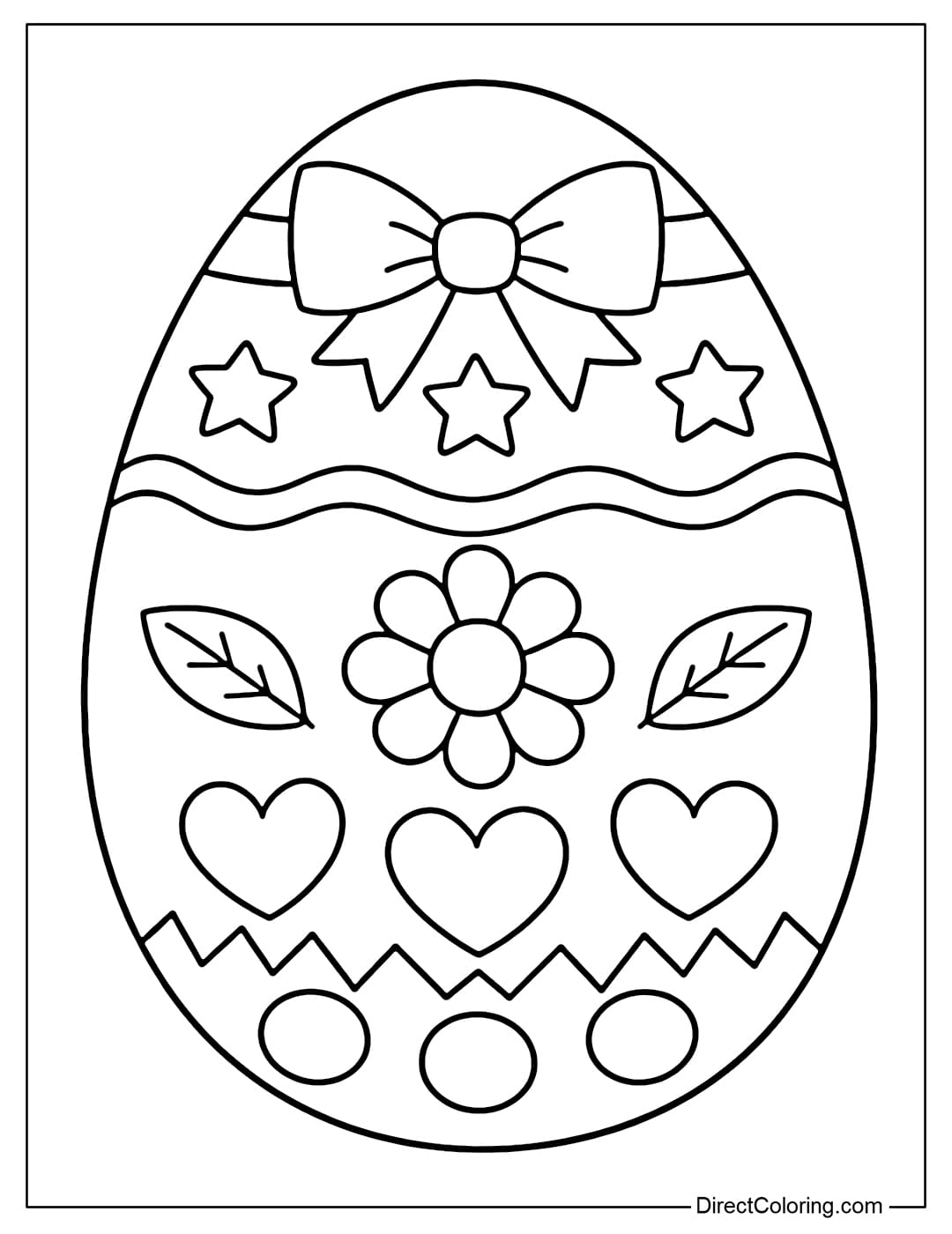 A simple Easter egg coloring page with large patterns suitable for young children.