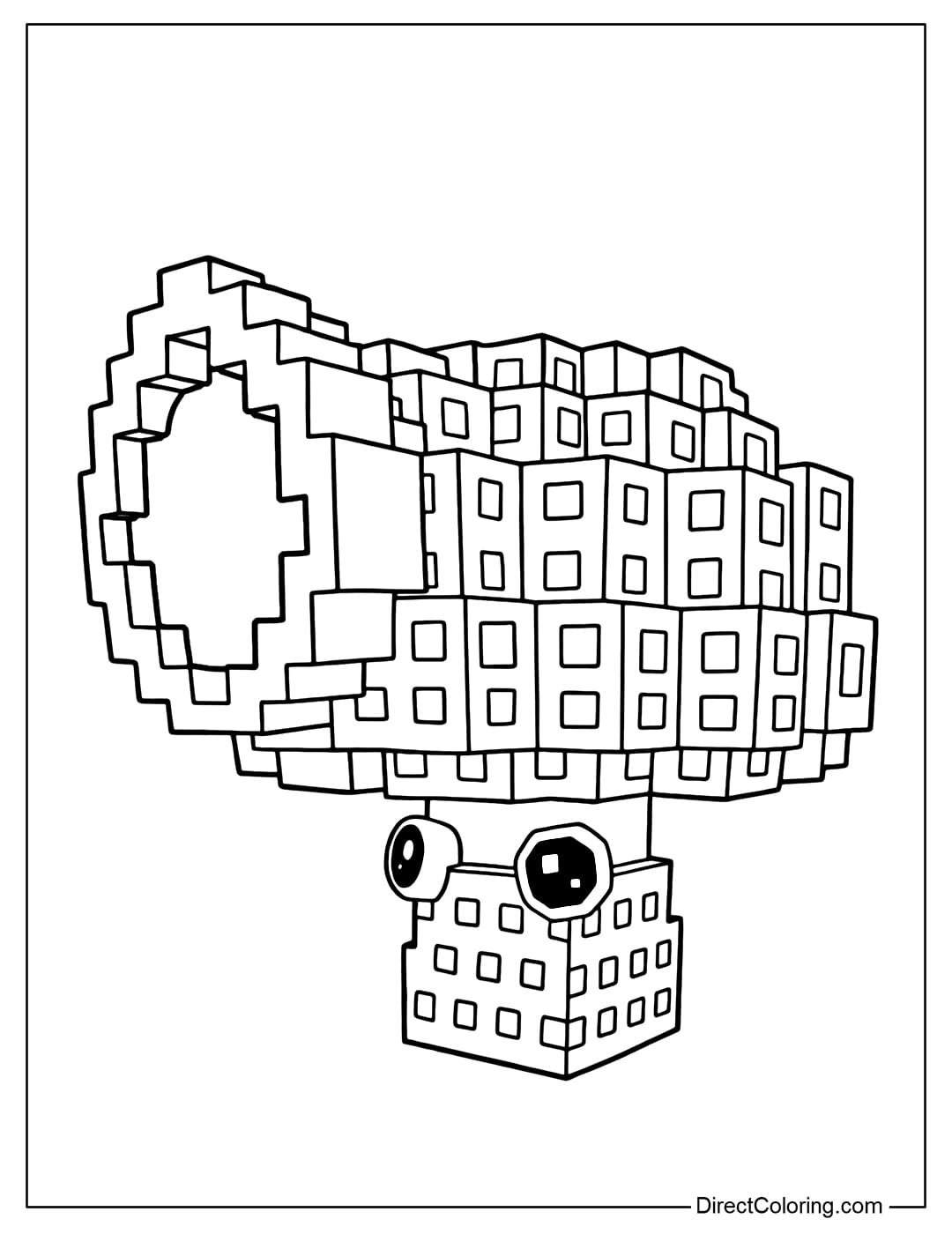 Shroombino coloring page in Plants vs Brainrots Roblox game.